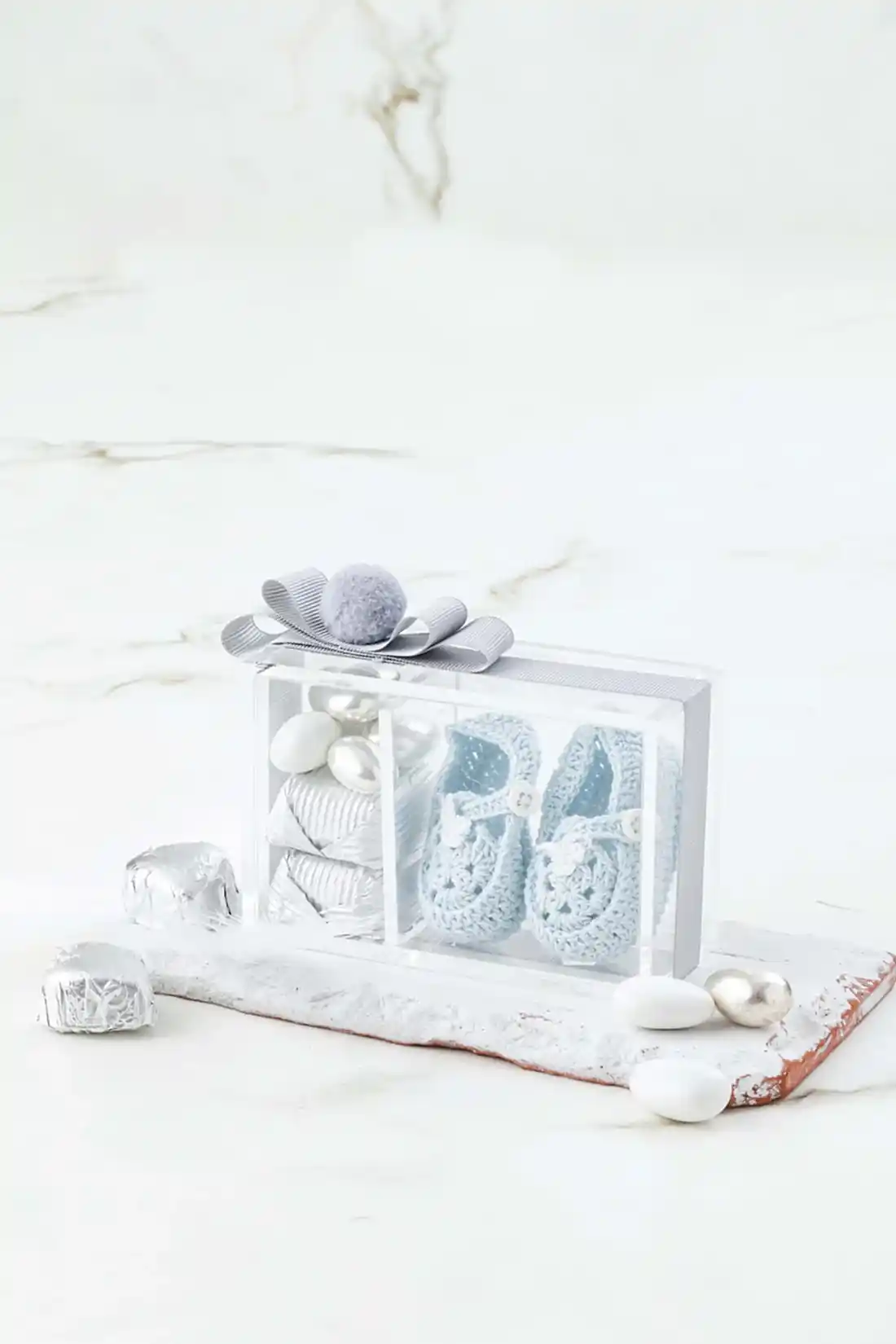 No:20 Pleksi Kutu Mavi Patikli Yeni Doğan Hediyelik