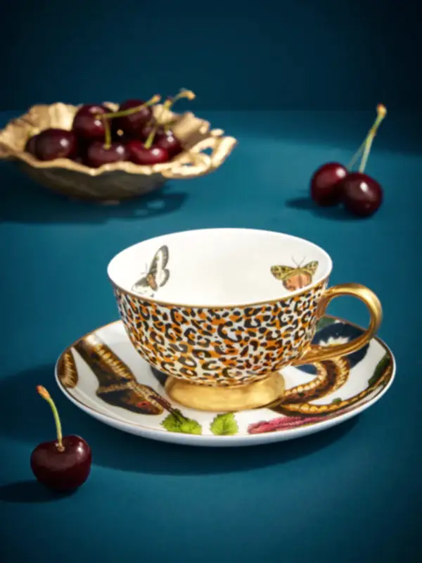 Creatures of Curiosity Çay Fincanı ve Tabağı 260 ml - Leopar